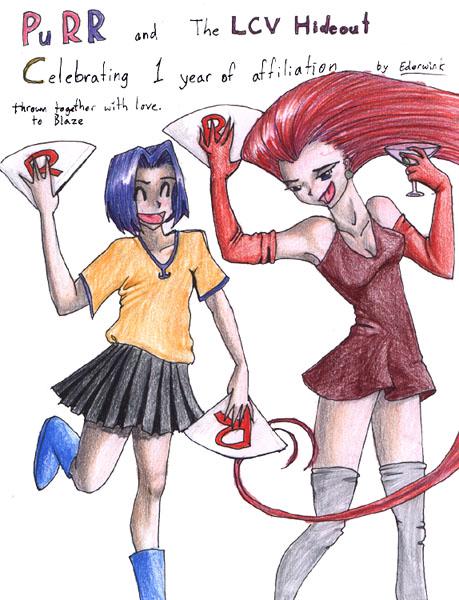 Artwork celebrating one year of affiliation between PuRR and The LCV Hideout