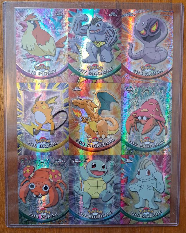 Topps Chrome promotional uncut sheet featuring a selection of first generation Pokémon