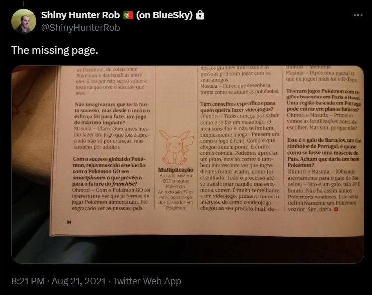 An additional tweet by Rob sharing another page of the interview
