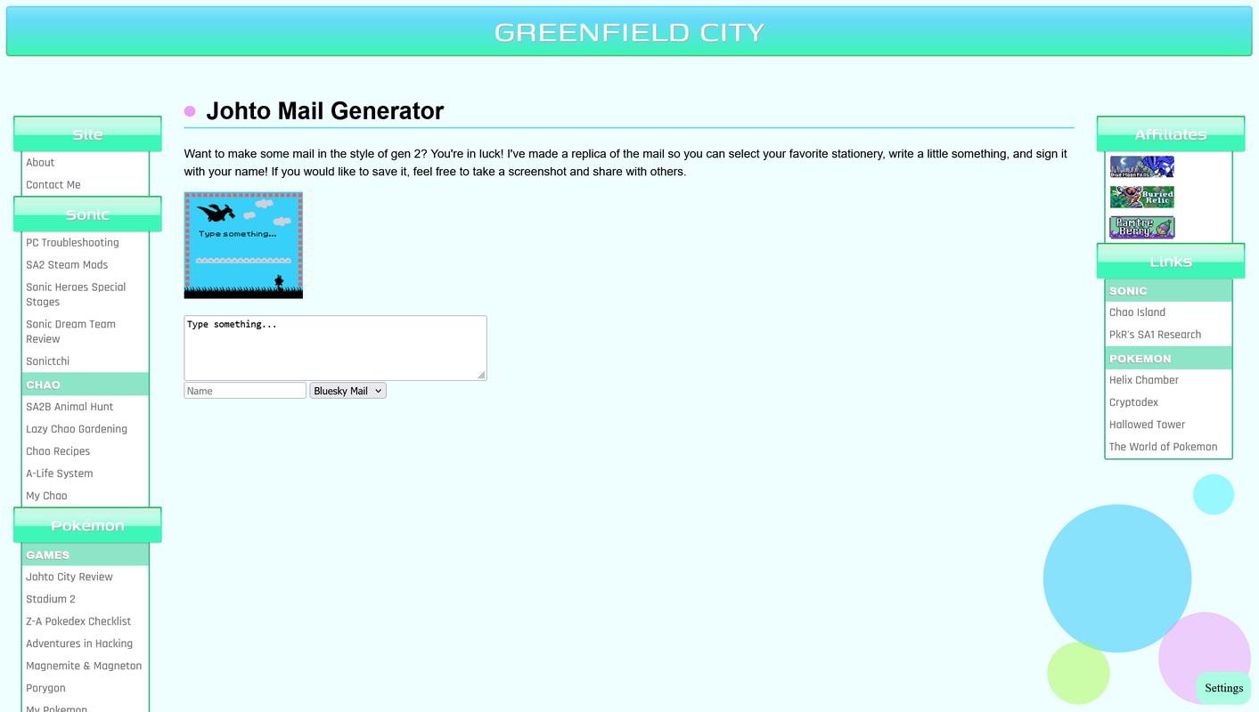 Greenfield City’s Johto Mail Generator