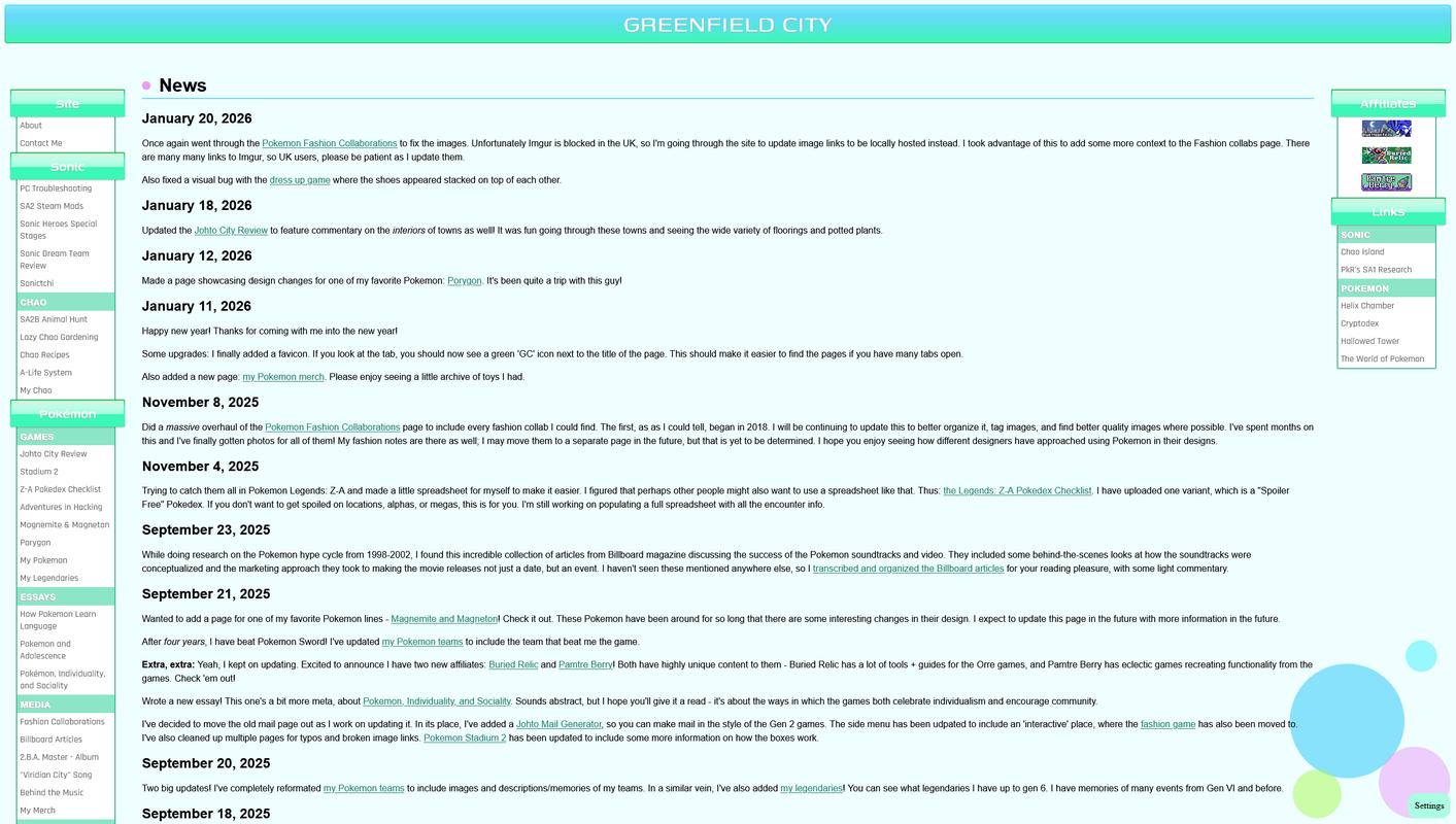 Greenfield City’s website layout, as of January 2026