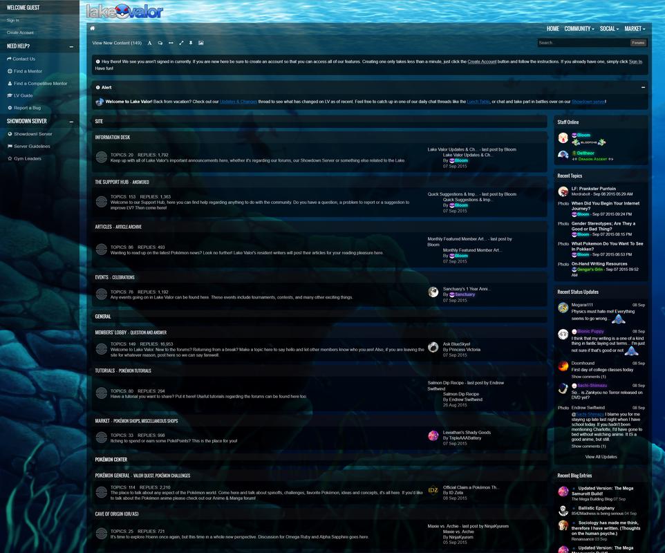 Lake Valor’s forum (September 2015)