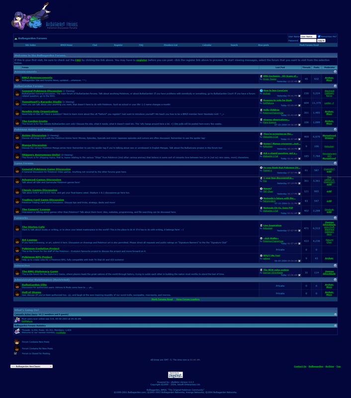 Bulbagarden forums, July 2004