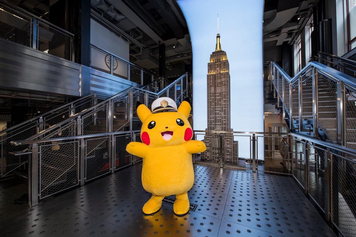 Captain Pikachu visits the Empire State Building in New York City