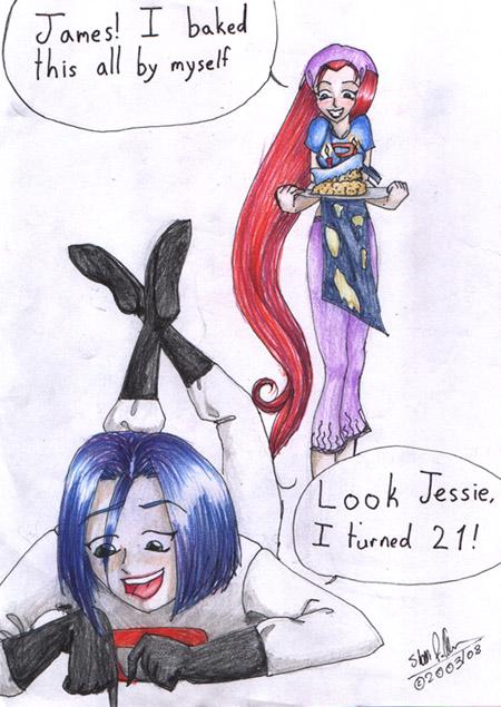 Artwork of Jessie, who has been baking for James’s 21st birthday