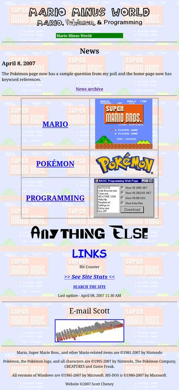 Mario Minus World from April 2007