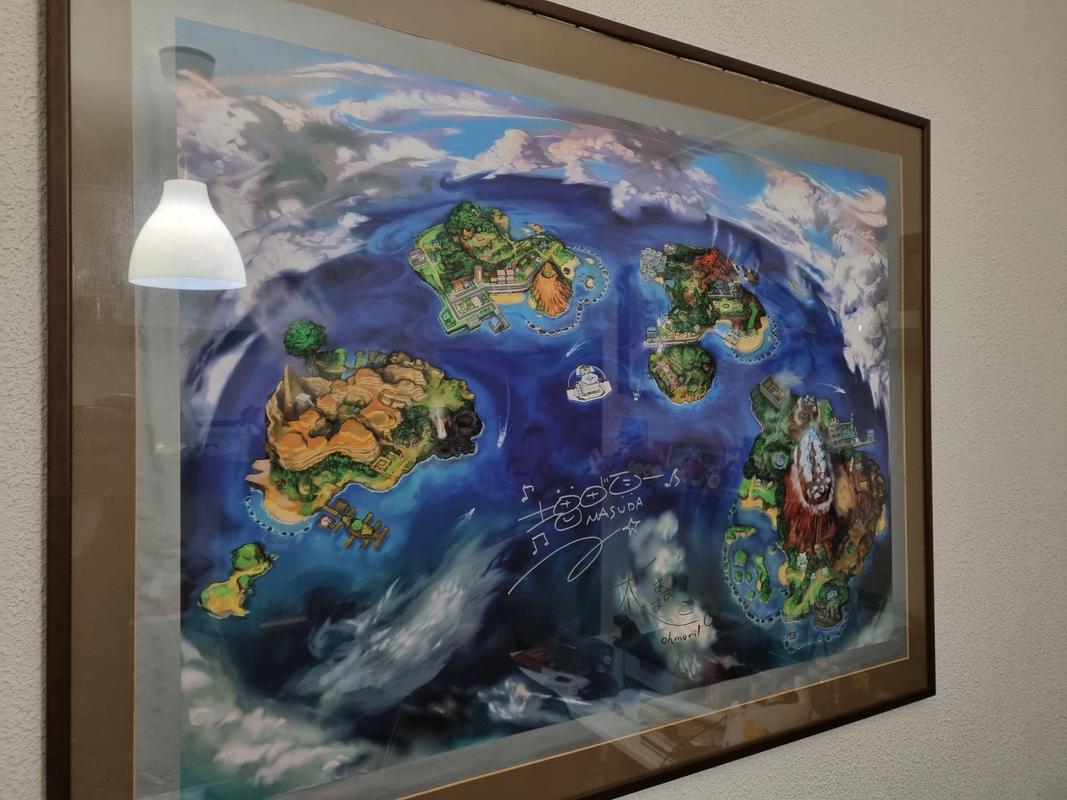One of Ricardo’s favourite items is a beautiful map of Pokémon Sun’s Alola region, signed by the game’s directors: Junichi Masuda, and Shigeru Ohmori