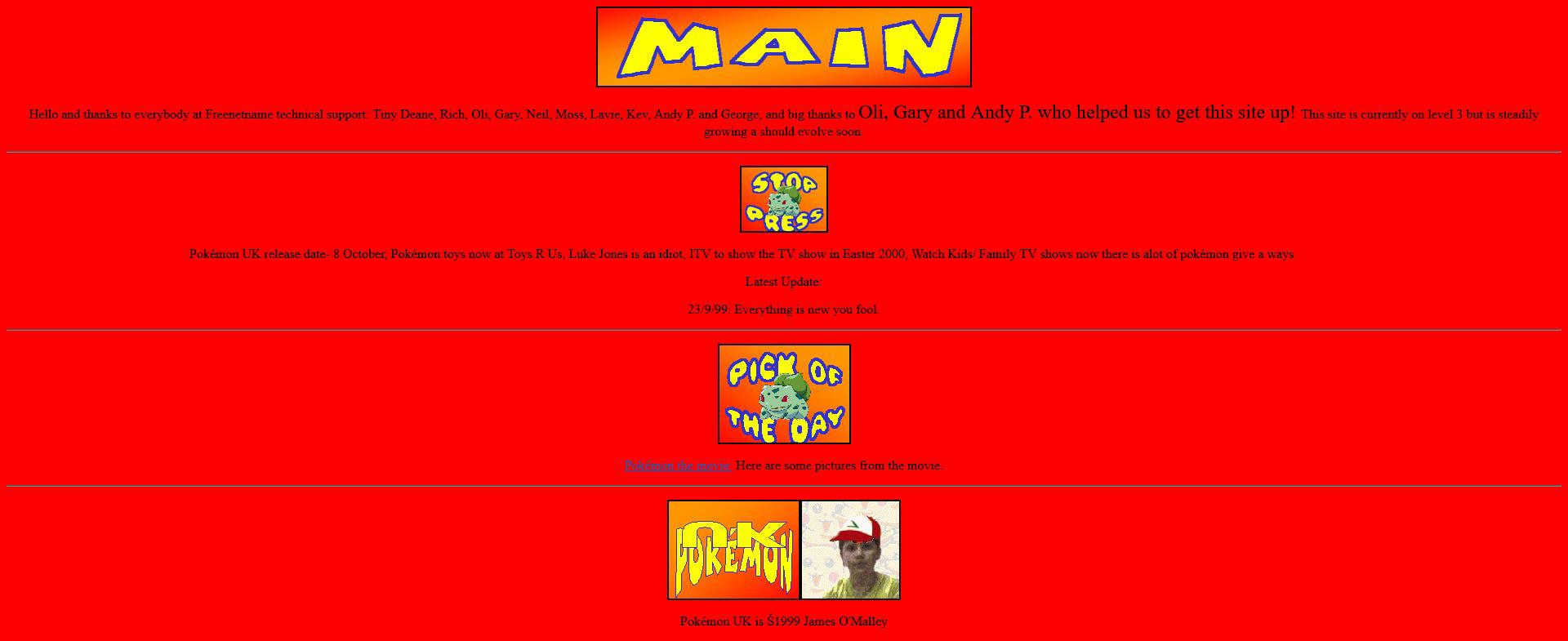 One of the earliest screenshots of the community, taken in October 1999