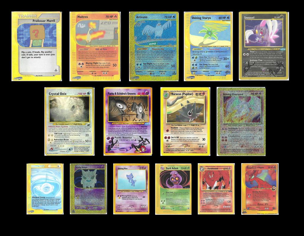Physical Pokémon Zeo! fakes created by Purity, Echidna, and various members of the Pokémon Zeo! community (Scans by Jim Roszel)