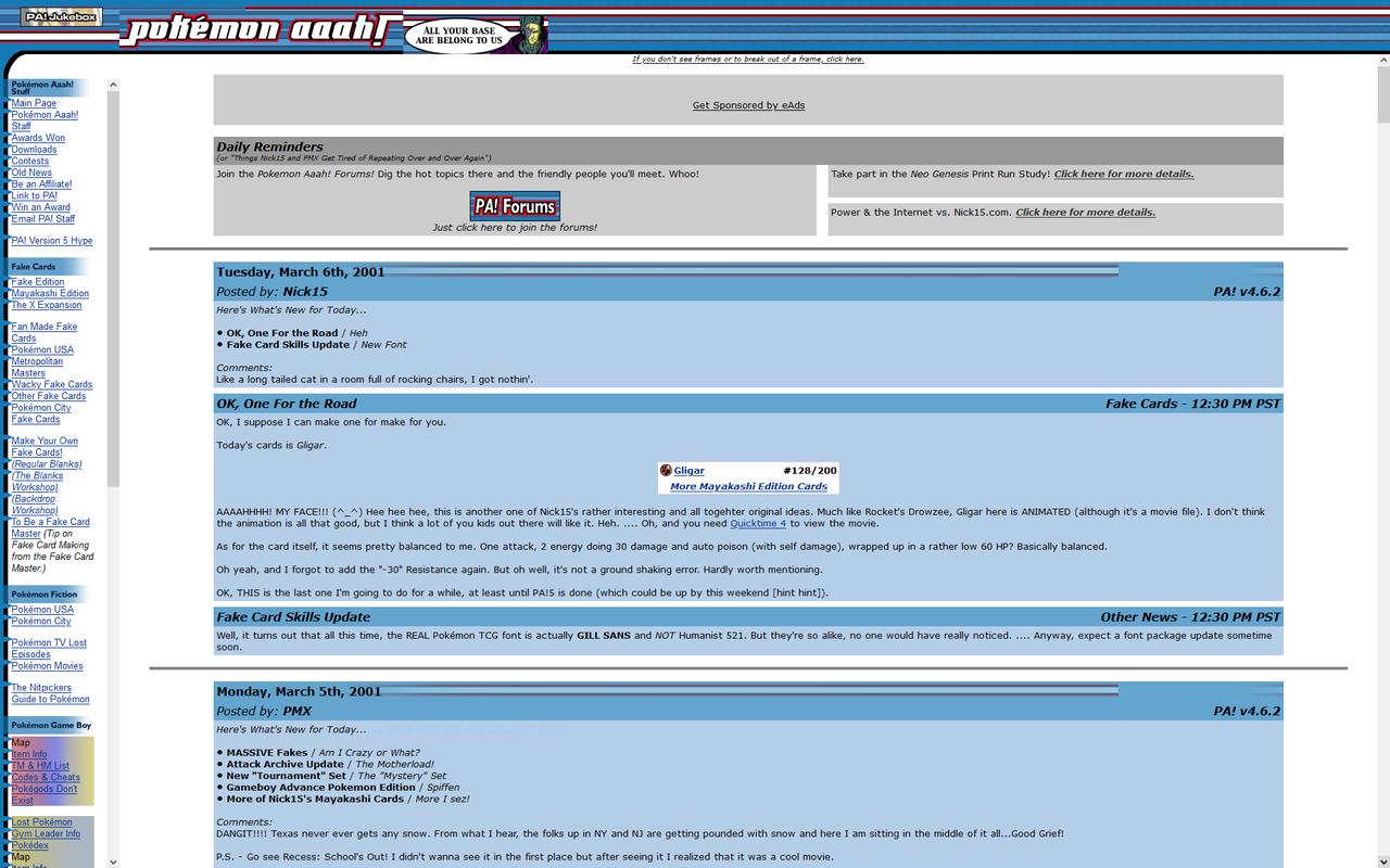 PokéAaah! version 4.6 from March 2001