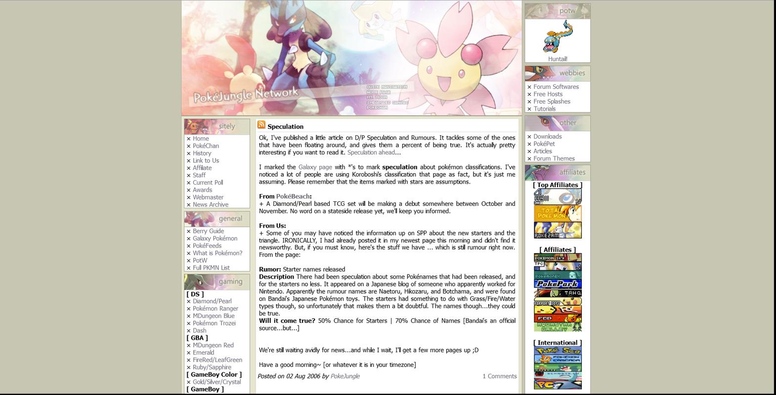 PokéJungle's “Cherimu's Birth” layout (August 2006)