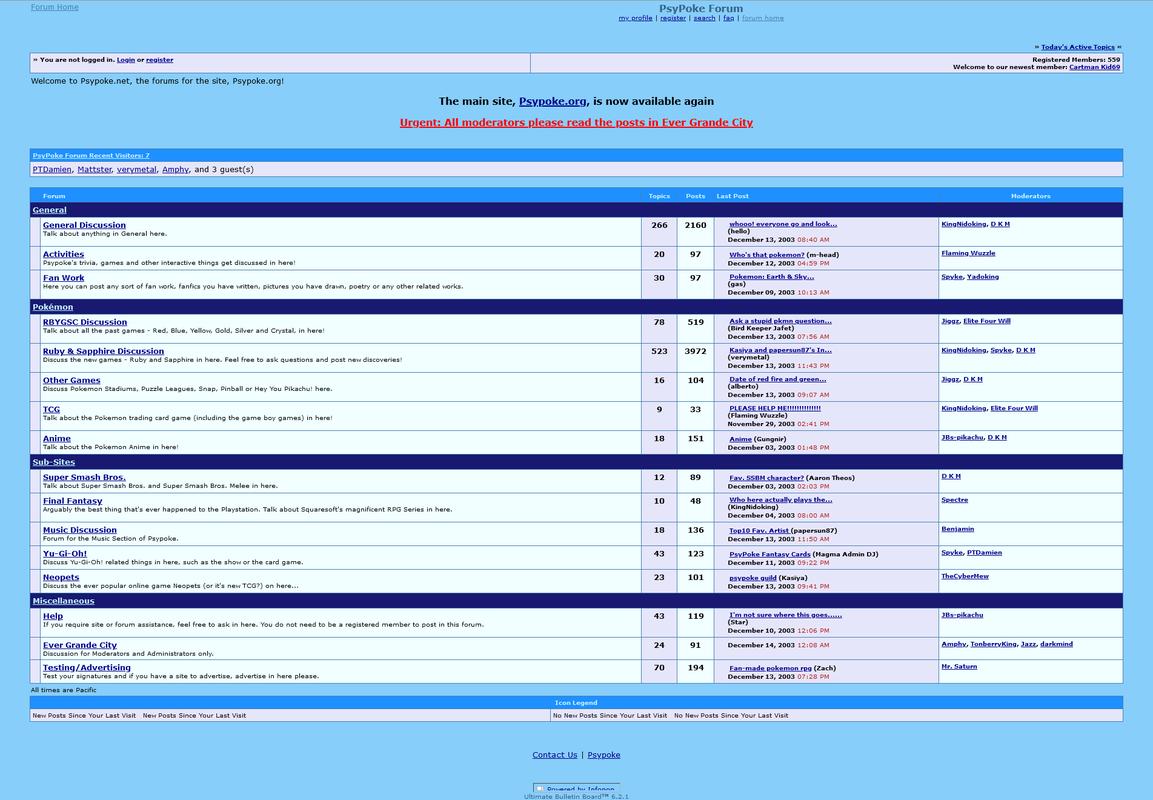 Psypoke forums from December 2003