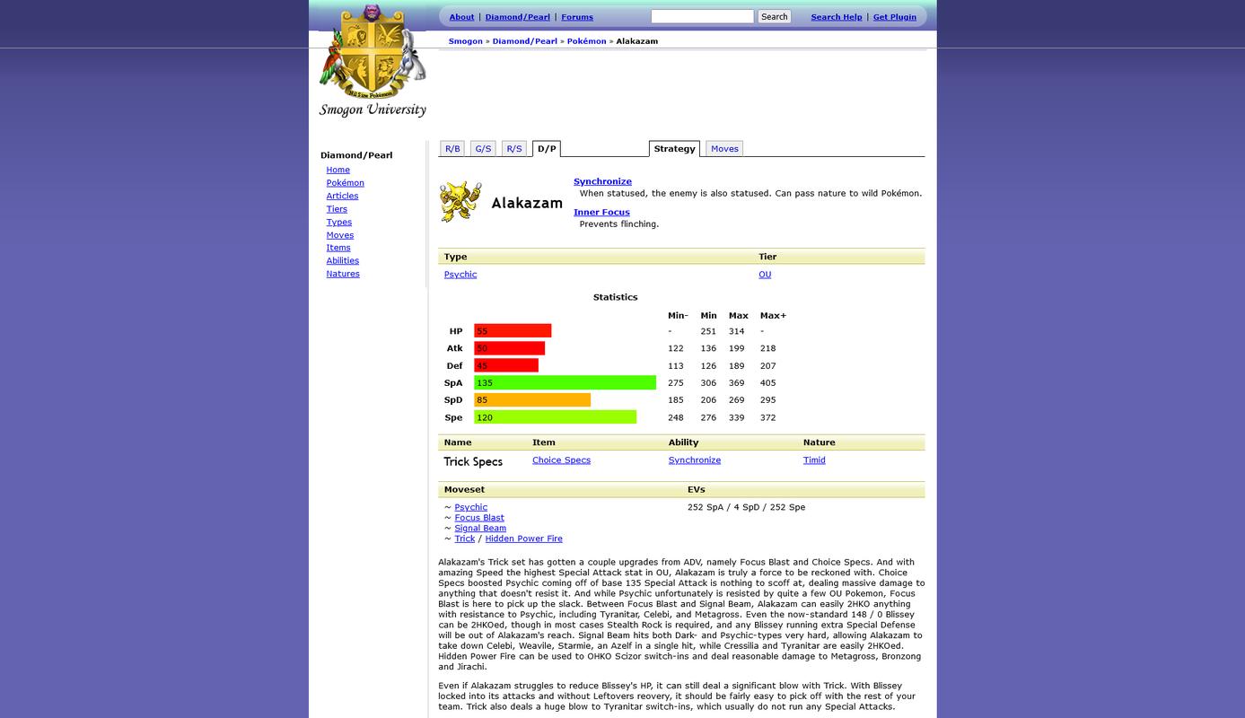 Smogon’s Pokédex, from February 2009