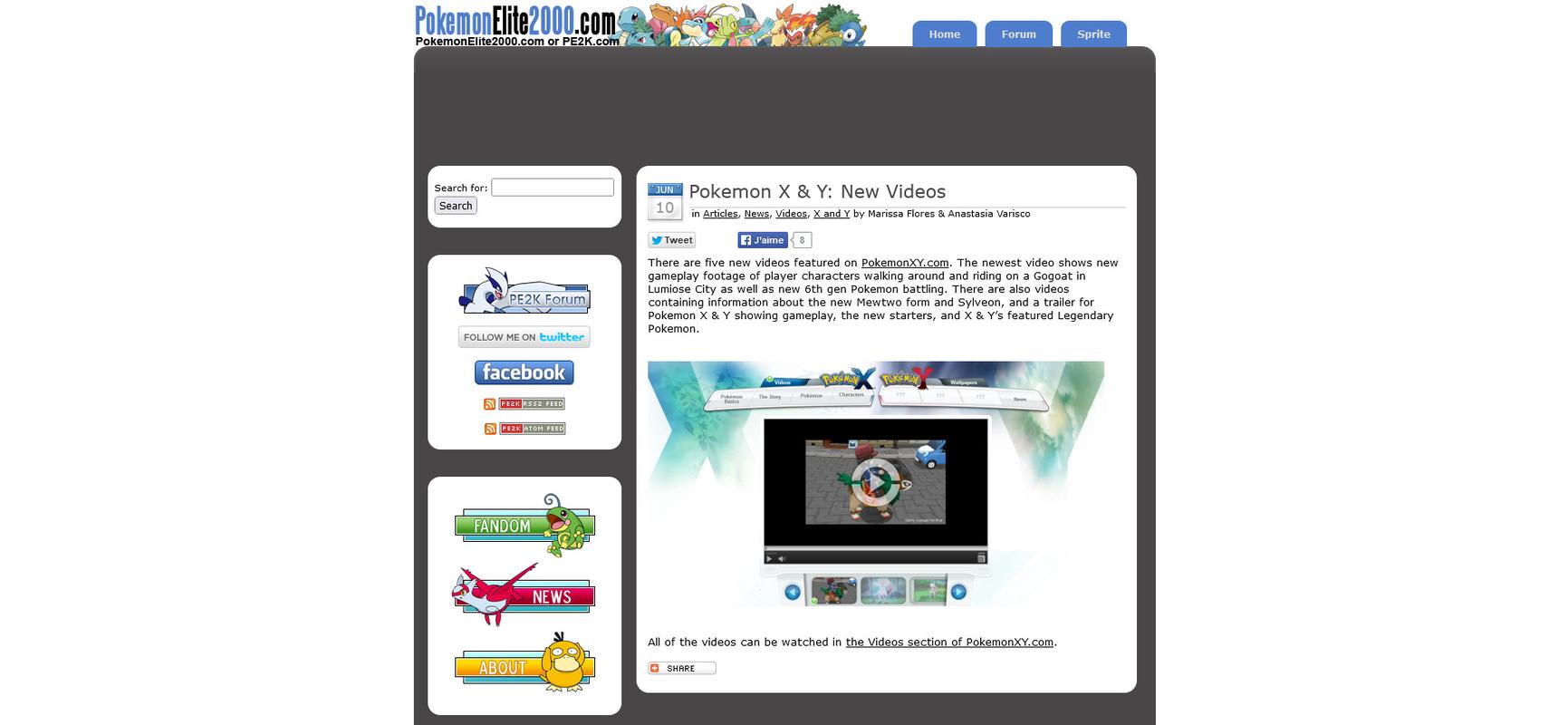 The final layout for Pokémon Elite 2000 in 2014, just before the website closed its doors a year later in 2015