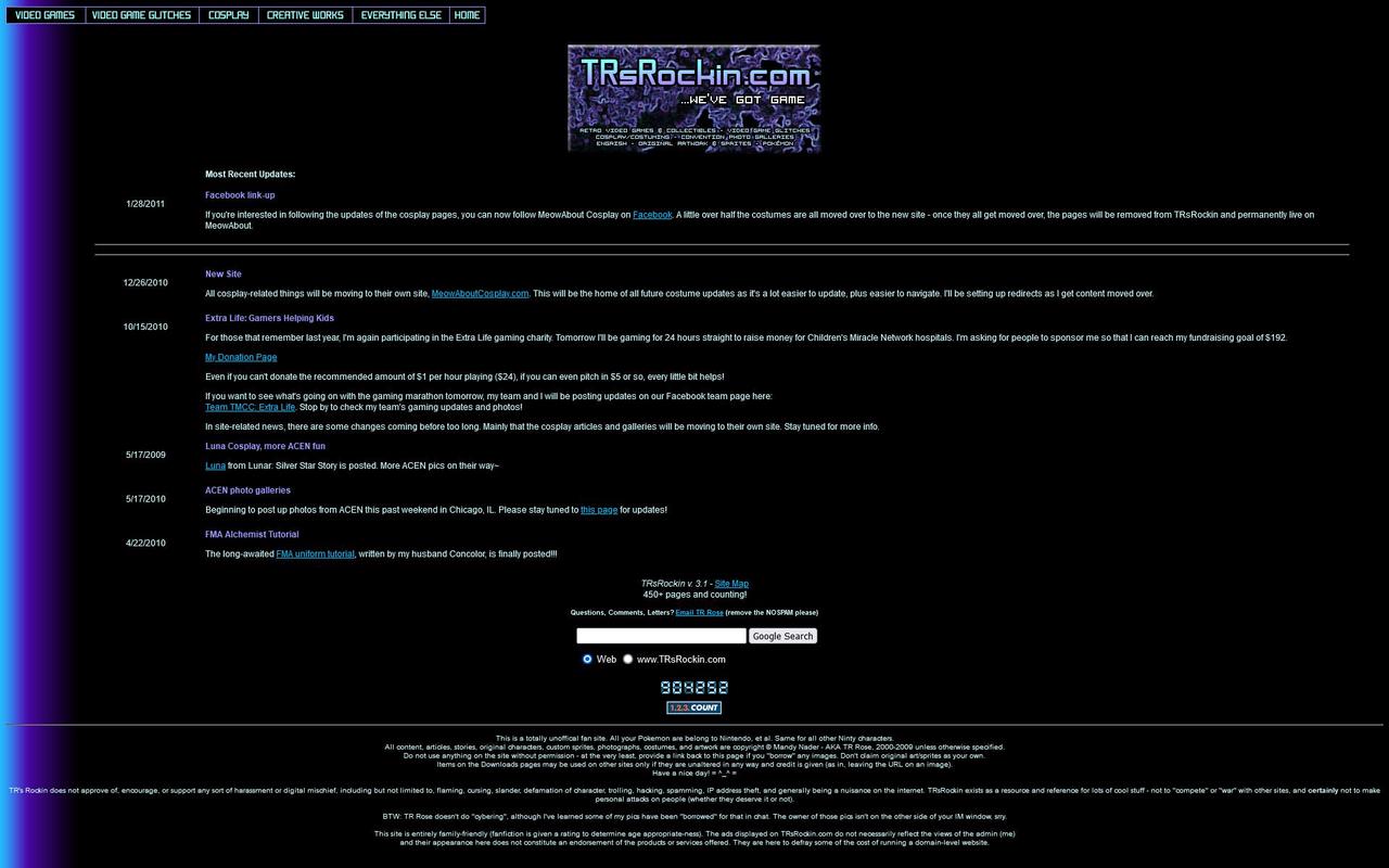 The final update from TRsRockin before its closure in February 2011