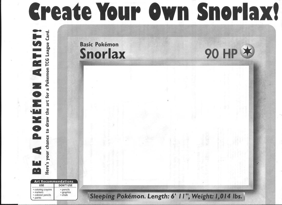 The front of the entry form where people could draw their Pokémon art for a chance to have their artwork displayed on an official promo card!