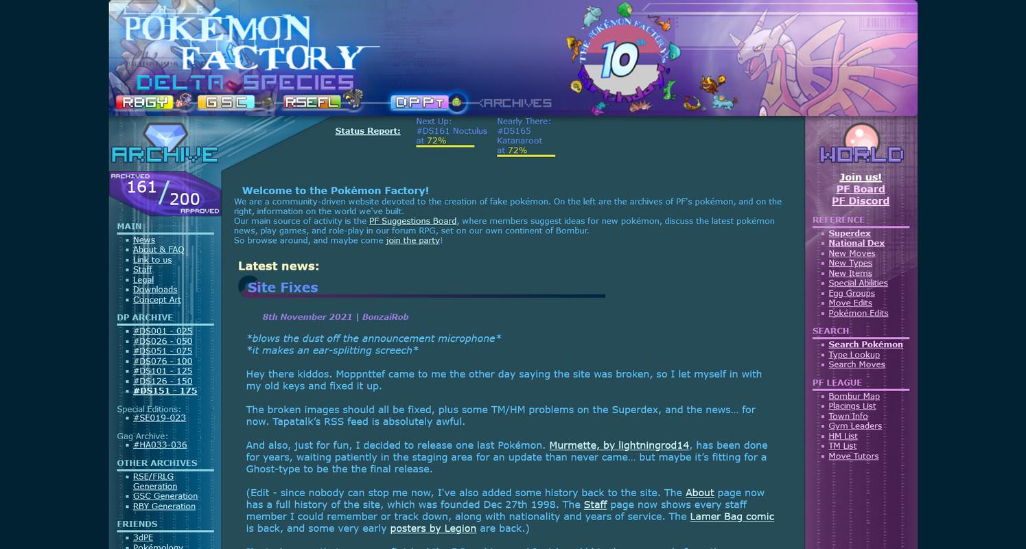 The latest version of The Pokémon Factory, as of November 2023