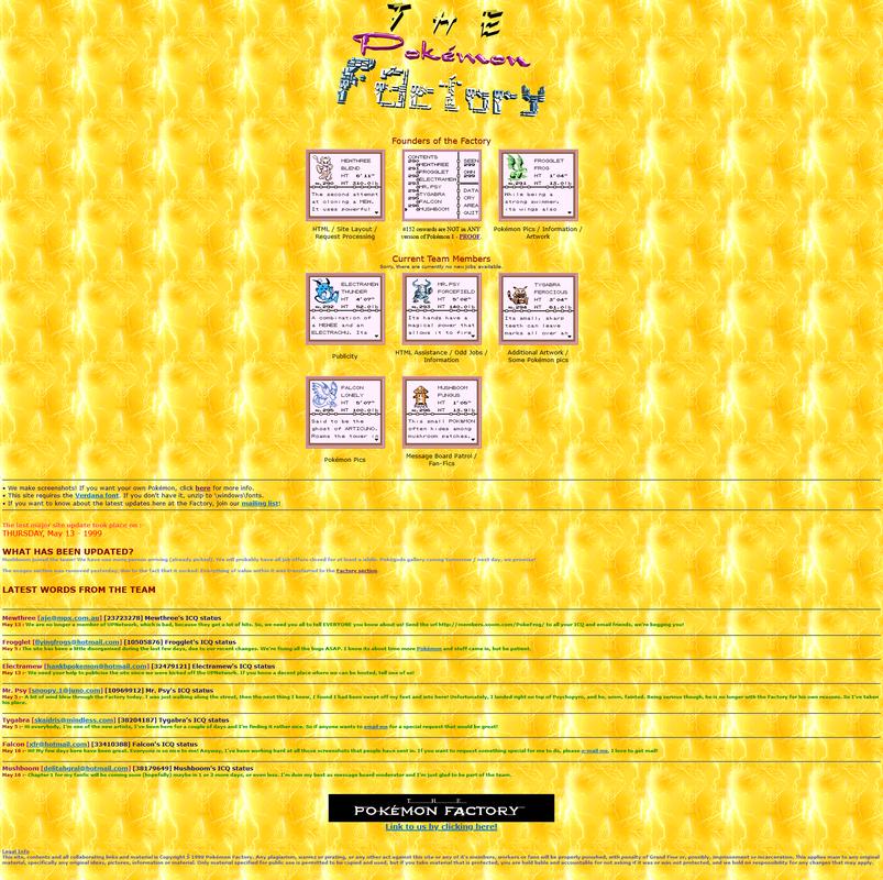The Pokémon Factory’s layout, May 1999
