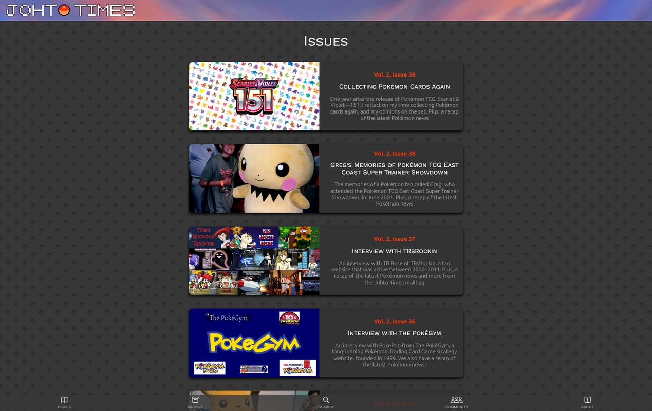 We are currently working on a website for Johto Times! Here is a sneak peek!